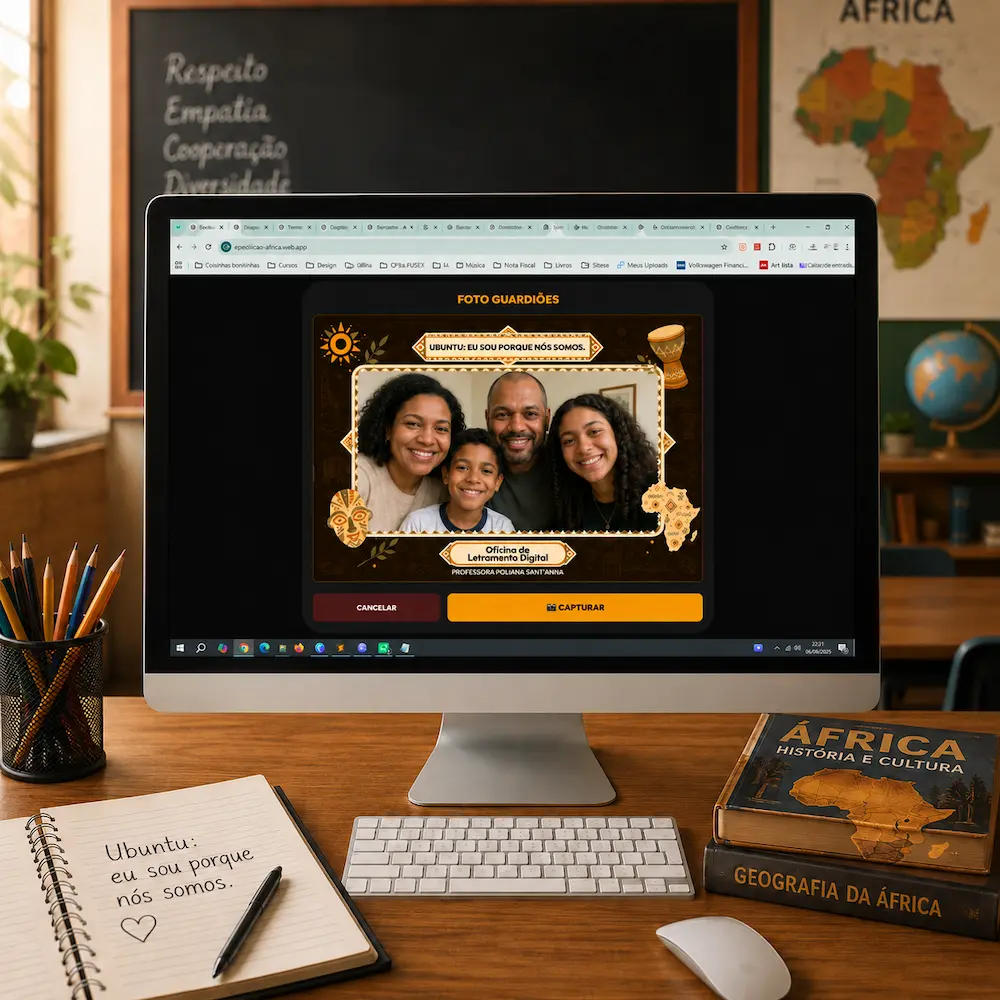 Moldura final para registro das famílias participantes do jogo Expedição África