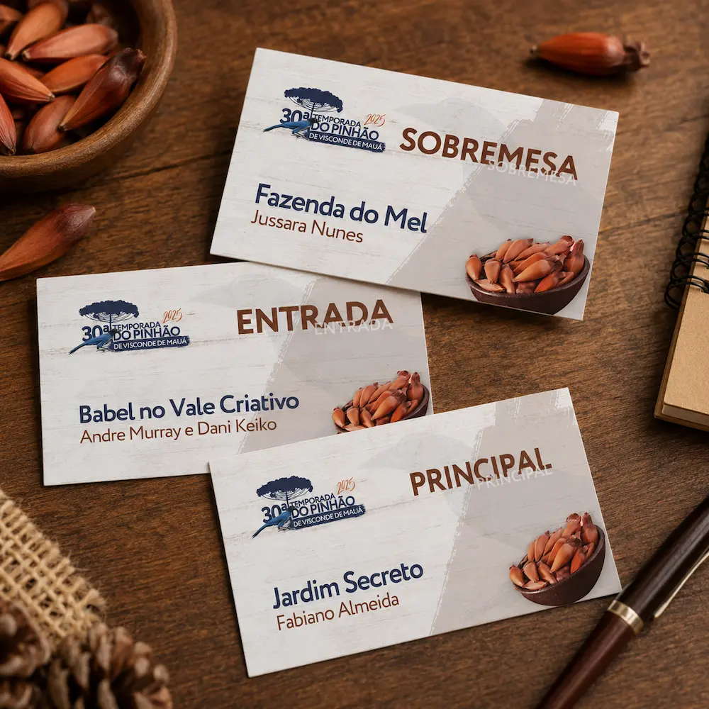 Aplicação da identidade visual da Temporada do Pinhão em tickets